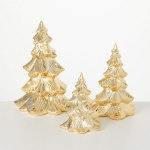 Lighted Gold Christmas Trees, Set of Three